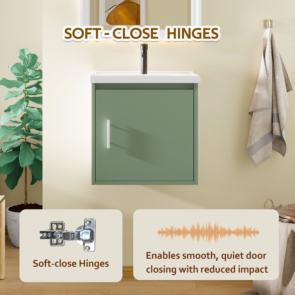 Floating Bathroom Vanity Combo, Wall Mounted Cabinet With Sink & Soft Close Doors For Small Bathrooms