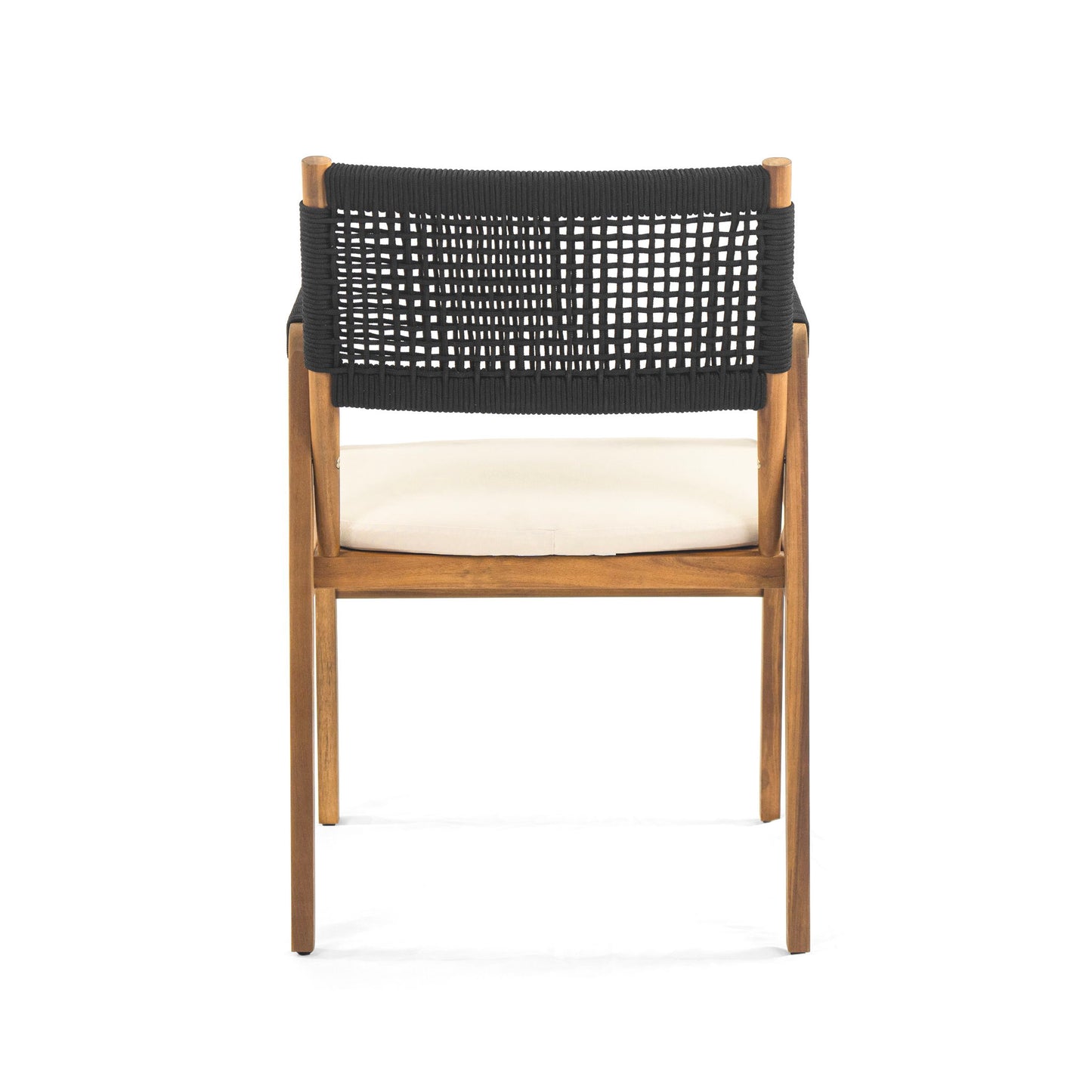 Outdoor 7 Pieces Patio Slat Design Acacia Upholstered Dining Set