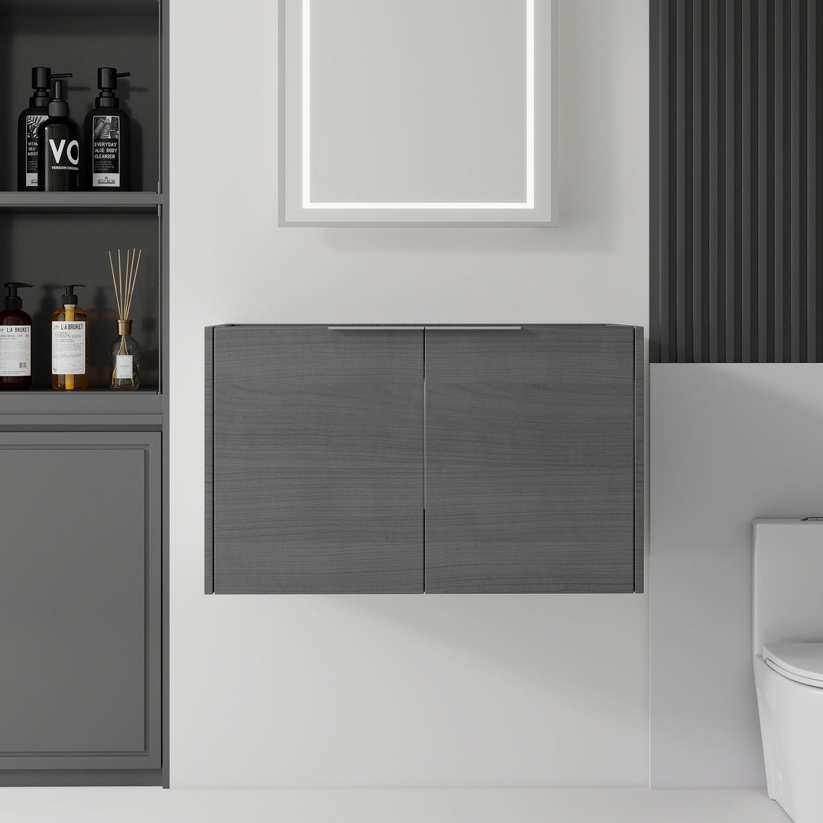 Floating Bathroom Vanity Cabinet With Soft Close Double Doors, Spacious Interior Storage, Wall Mounted, Cabinet Only