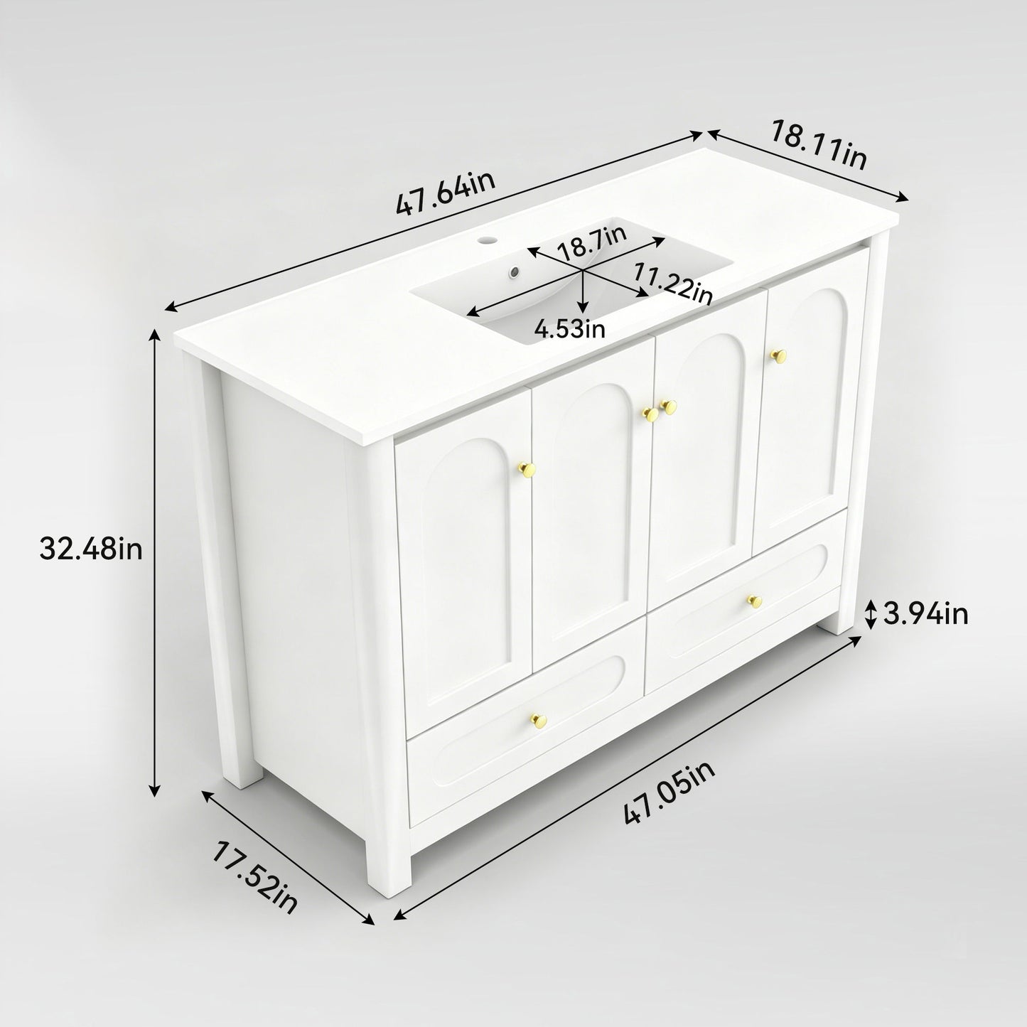 Bathroom Vanity With Sink Combo, 4 Soft Close Doors And 2 Drawers