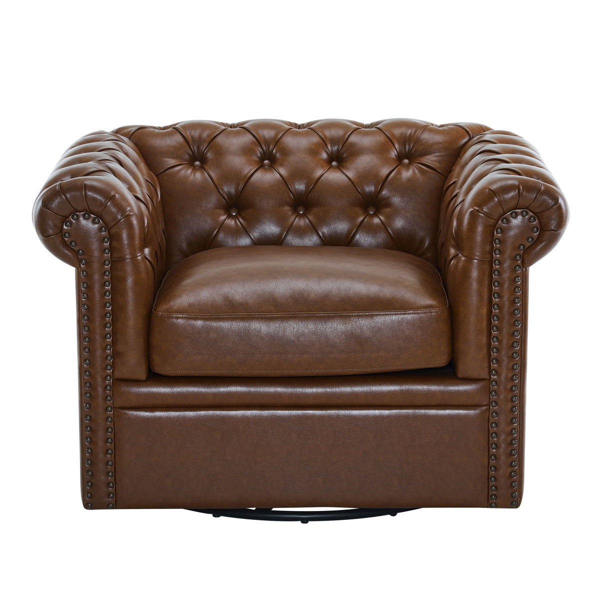 Chesterfield Style Swivel Club Chair With Button Tufted