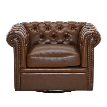 Chesterfield Style Swivel Club Chair With Button Tufted