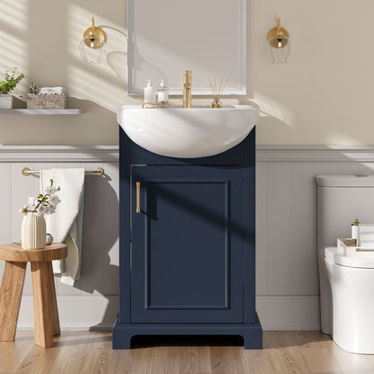 20" Bathroom Vanity With Bulged Sink, Freestanding Single Vanity Set, Soft Close Door
