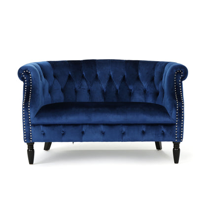 Antique Chesterfield Style Loveseat With Button Tufting