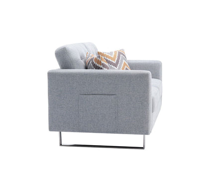 Victoria - Fabric Loveseat With Metal Legs, Side Pockets, And Pillows