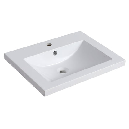 Bathroom Vanity Top With Integrated Sink, Center Basin, 1 Piece Countertop With Pre Drilled Faucet Hole - Glossy White
