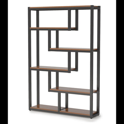 6 Tier Etagere Bookcase With Asymmetrical Shelves For Living Room