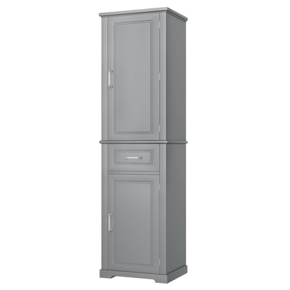 Tall Freestanding Bathroom Storage Cabinet With Adjustable Shelf, 2 Door Design
