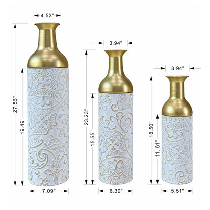 Floor Vases, Tall Home Decor Vases (Set of 3) - White / Gold