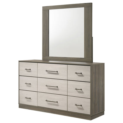 Edmondson - 9 Drawer Dresser With Mirror - Natural / Gray