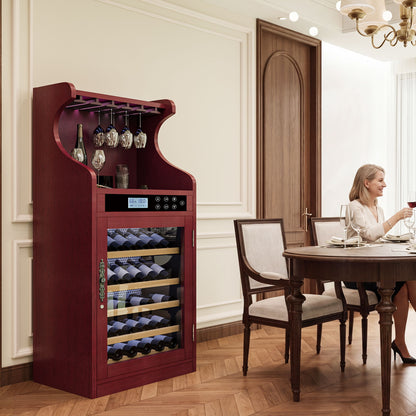 Wine Cooler Cabinet With Touch Control, 43 Bottle Capacity, Humidity & Temperature Regulation - Cherry