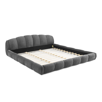 Upholstered Platform Bed Frame, Low Profile Floor Bed, No Box Spring Required