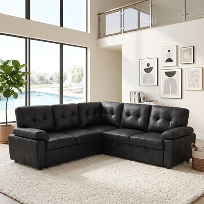 Convertible Sectional Sofa Bed With Pull Out Sleeper And Storage