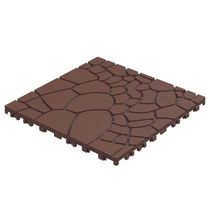 Stone Texture Patio Deck Tiles, 44 Pieces