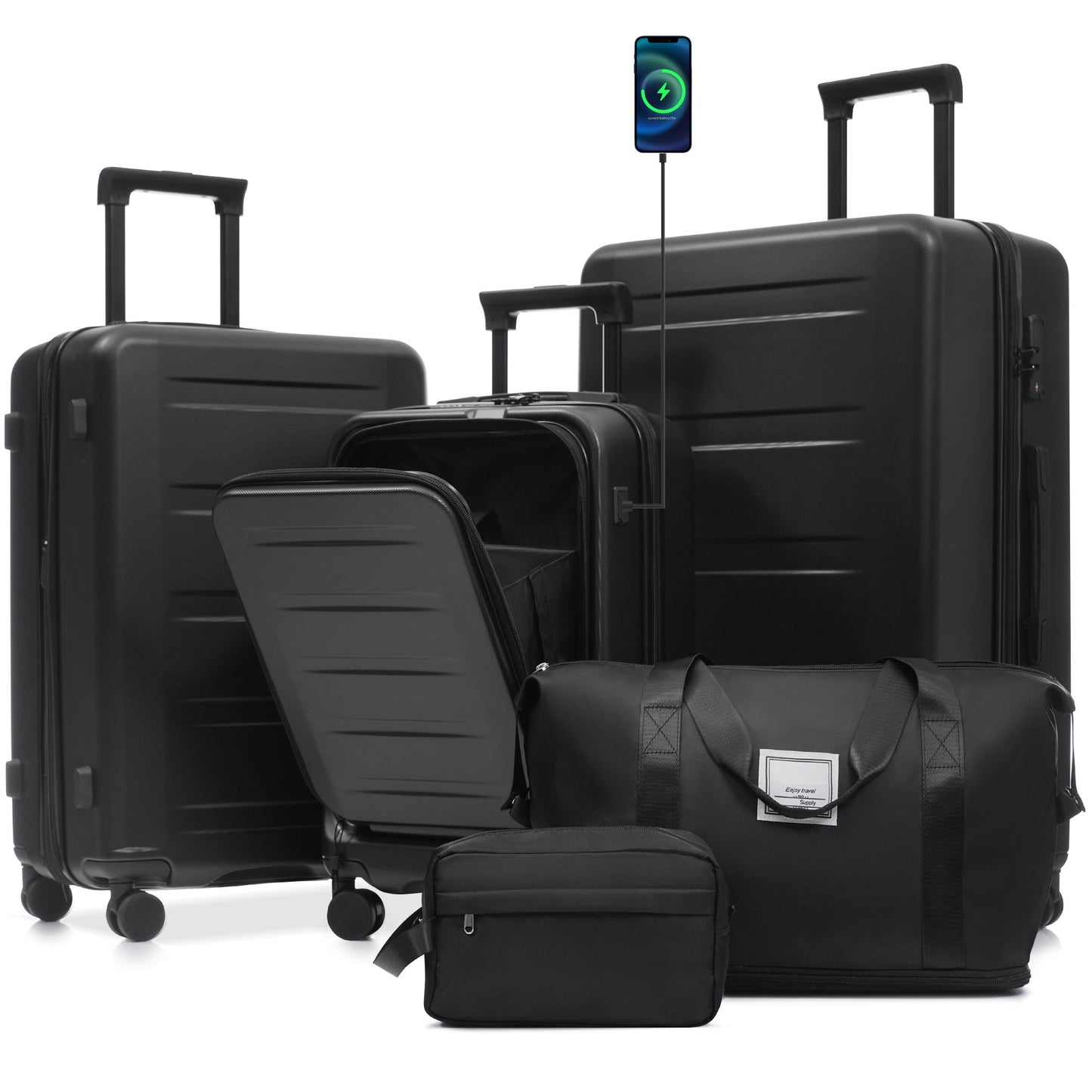 Hardside Luggage Set 5 Piece With Front Opening