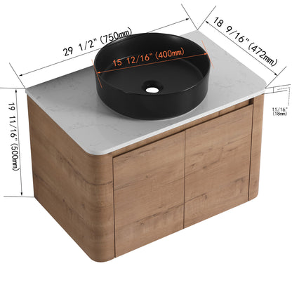Wall Mounted Bathroom Vanity & Art Sink & 1 Soft Close Door