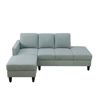 L - Shaped Sectional Sofa With Left Chaise & Ottoman - Pale Green