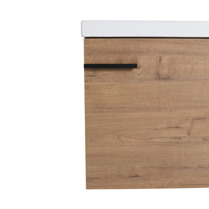 18" Wall Mounted Bathroom Vanity With Sink, Compact Design For Small Bathrooms - Imitative Oak