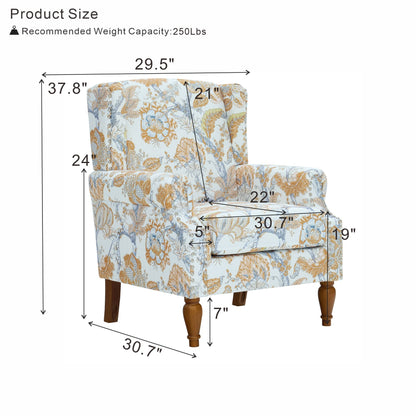 Accent Chair With Floral Upholstery And Nailhead Trim