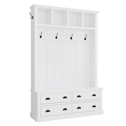 Hall Tree With 4 Drawers, Coat Rack With 6 Hooks