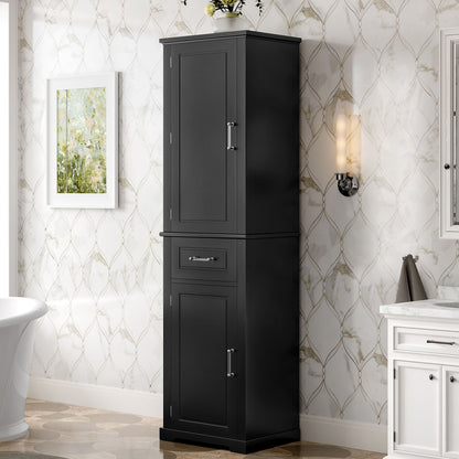 Tall Freestanding Bathroom Storage Cabinet With Adjustable Shelf, 2 Door Design