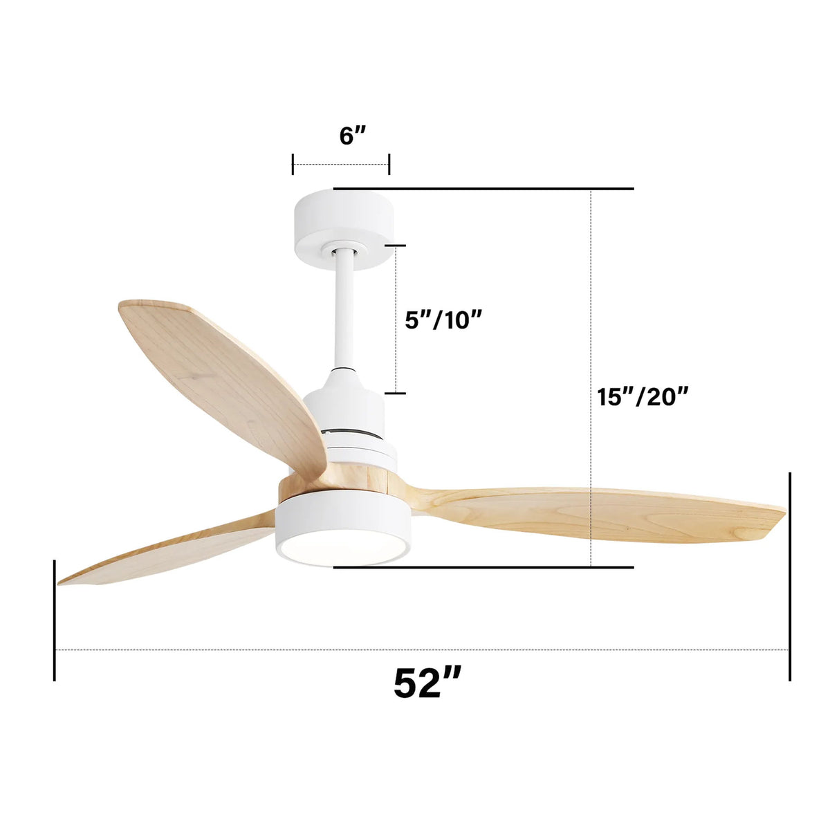 52" Integrated LED Ceiling Fan With Remote Control And Blades For Living Room