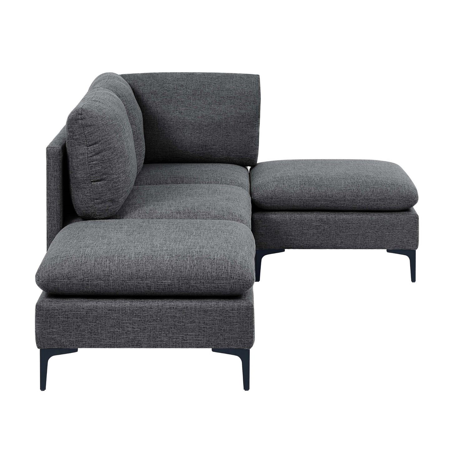 Upholstered Modular Sectional With Tall Legs, Medium Firm Seat