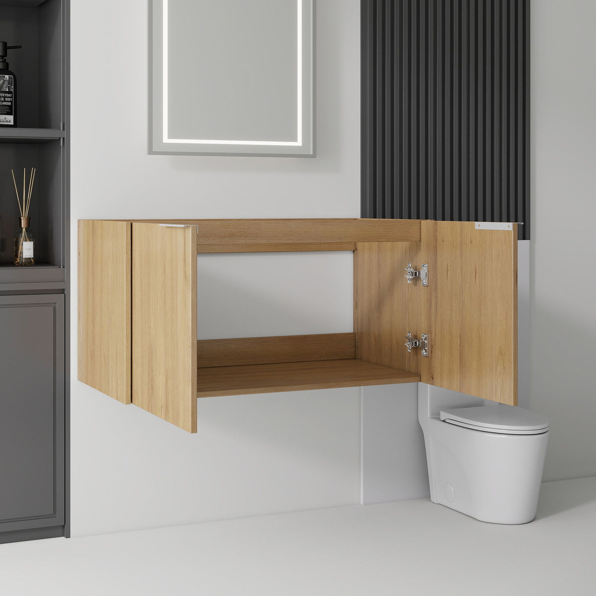 Floating Bathroom Vanity Cabinet With Soft Close Double Doors, Spacious Interior Storage, Wall Mounted, Cabinet Only