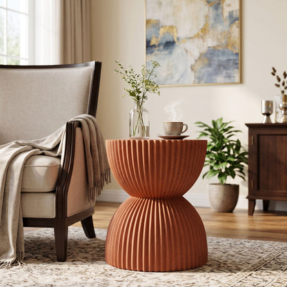 Side Table With Speckled Ribbed Texture