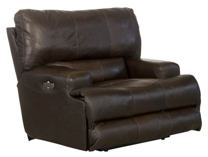 Wembley - Italian Leather Match Power Lay Flat Recliner With Power Adjustable Headrest & Lumbar - Chocolate