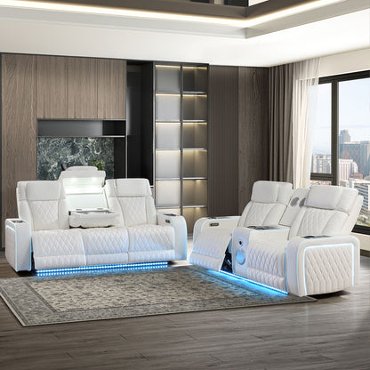 Electra - Power Reclining Set With Power Headrests, Massage And LED Lighting
