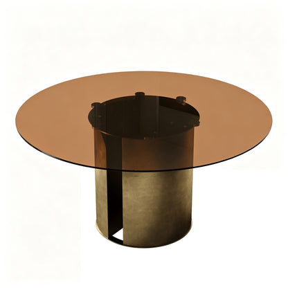 Modern Round Dining Table Set With Glass Top And Steel Legs