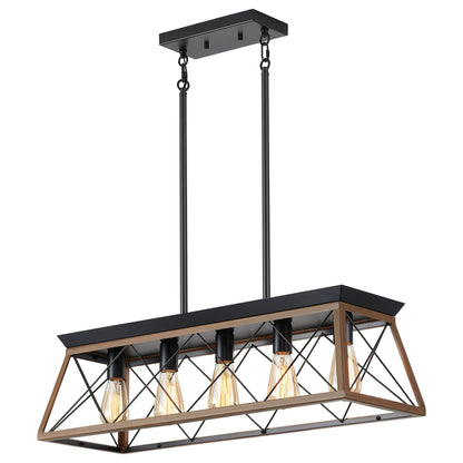 Chandelier Pendant Light For Dining Room Kitchen, 5 Light Fixture With Adjustable Height