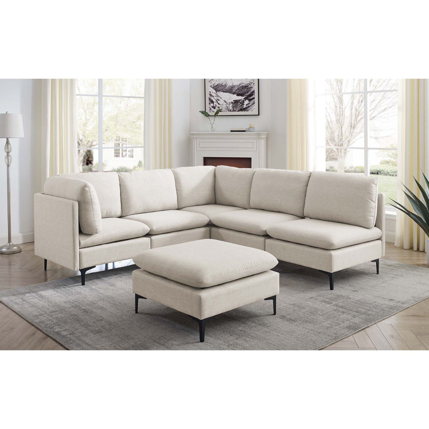 Upholstered Modular Sectional & Tall Legs