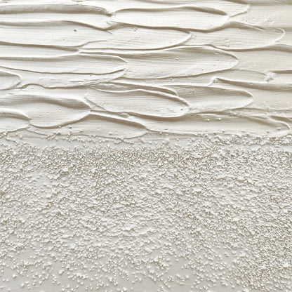 Framed Abstract Wall Art, Thick Textured Canvas Painting With Stone Accents (Set of 2) - Antique White