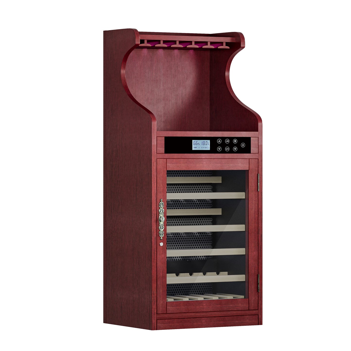 Wine Cooler Cabinet With Touch Control, 43 Bottle Capacity, Humidity & Temperature Regulation - Cherry