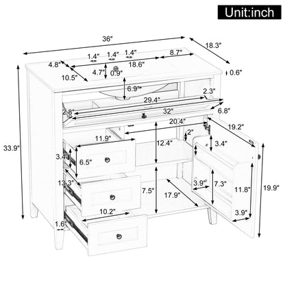 Bathroom Vanity With Sink, 3 Drawers & Cabinet With Adjustable Shelves