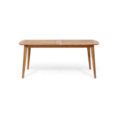 Placidity - Outdoor Expandable Dining Table With Slatted Tabletop And Tapered Legs