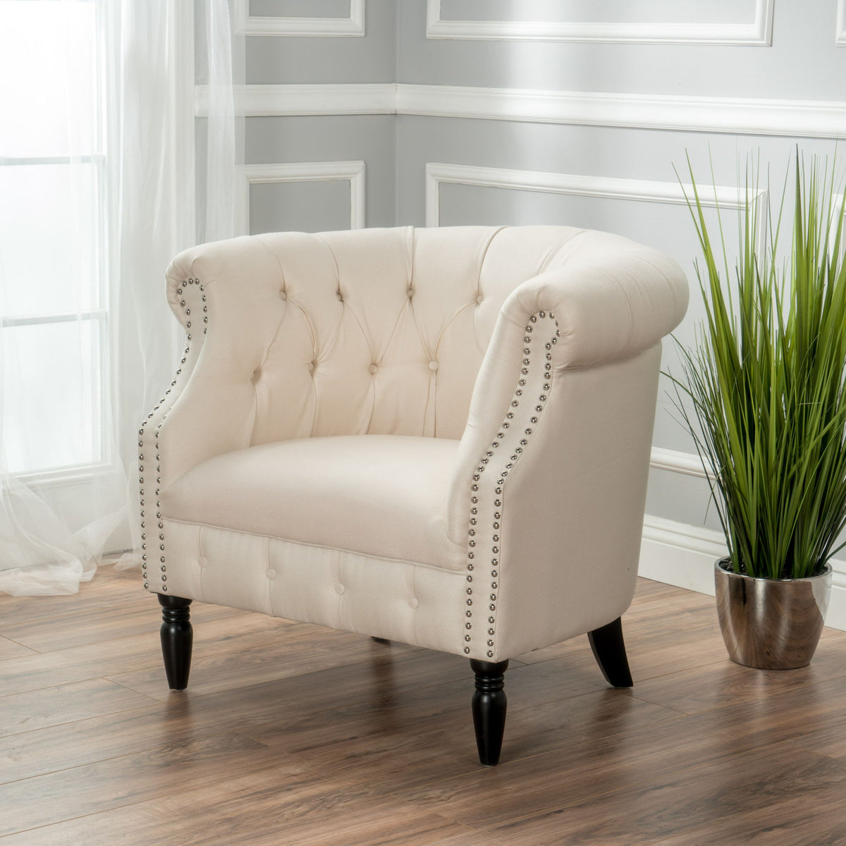 Celestialis - Upholstered Club Chair With Tub Design And Rolled Recessed Armrests