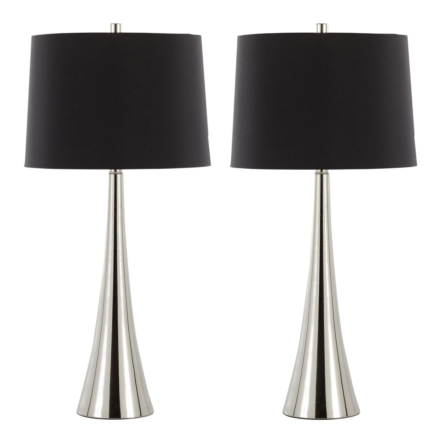 Diana - Contemporary Table Lamp (Set of 2) - Polished Nickel / Black Satin