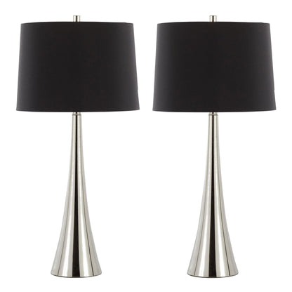 Diana - Contemporary Table Lamp (Set of 2) - Polished Nickel / Black Satin