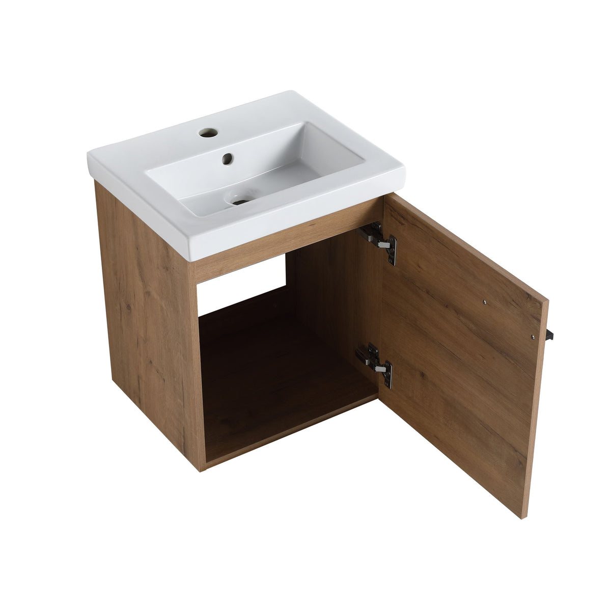 18" Wall Mounted Bathroom Vanity With Sink, Compact Design For Small Bathrooms - Imitative Oak