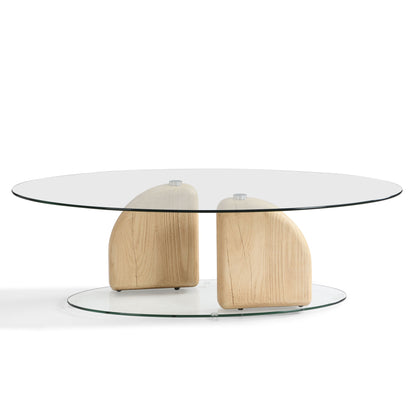 Oval Glass Table Coffee Table For Living Room - Natural