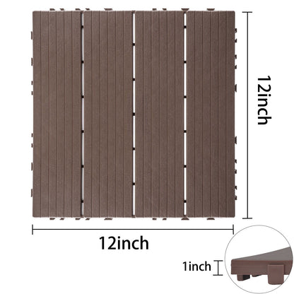 Plastic Interlocking Deck Tiles, Waterproof All Weather Use