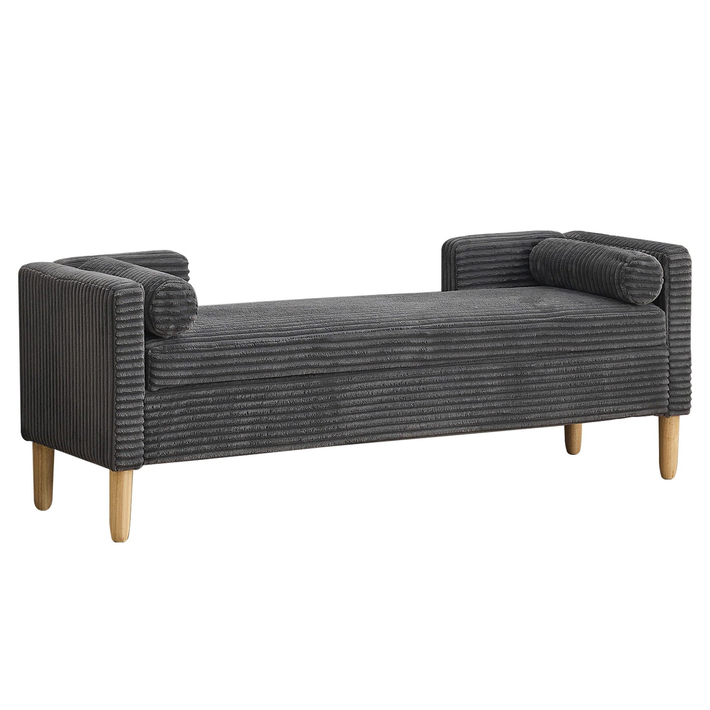 Upholstered Corduroy Flip Top Storage Bench For Living Room