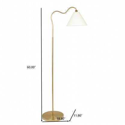 Majestic - Ring Base Curved Floor Lamp With Triangle Drum Shade - Gold / White