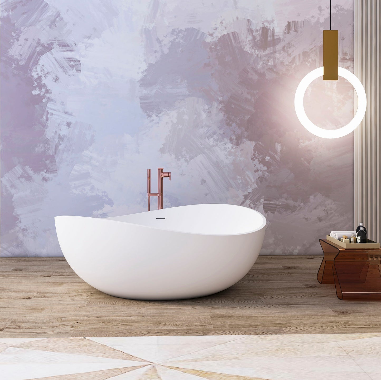 Freestanding Solid Surface Soaking Bathtub For Bathroom