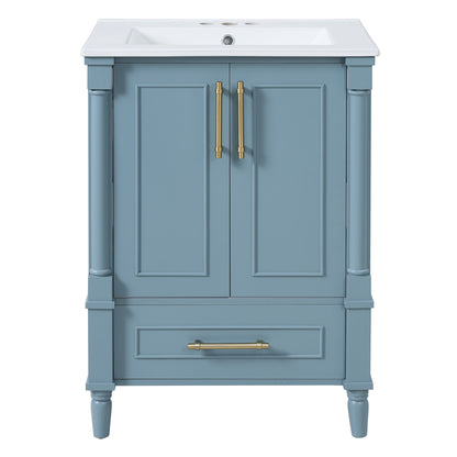 Bathroom Vanity With Ornate French Cylinder Legs, Soft Close Drawer