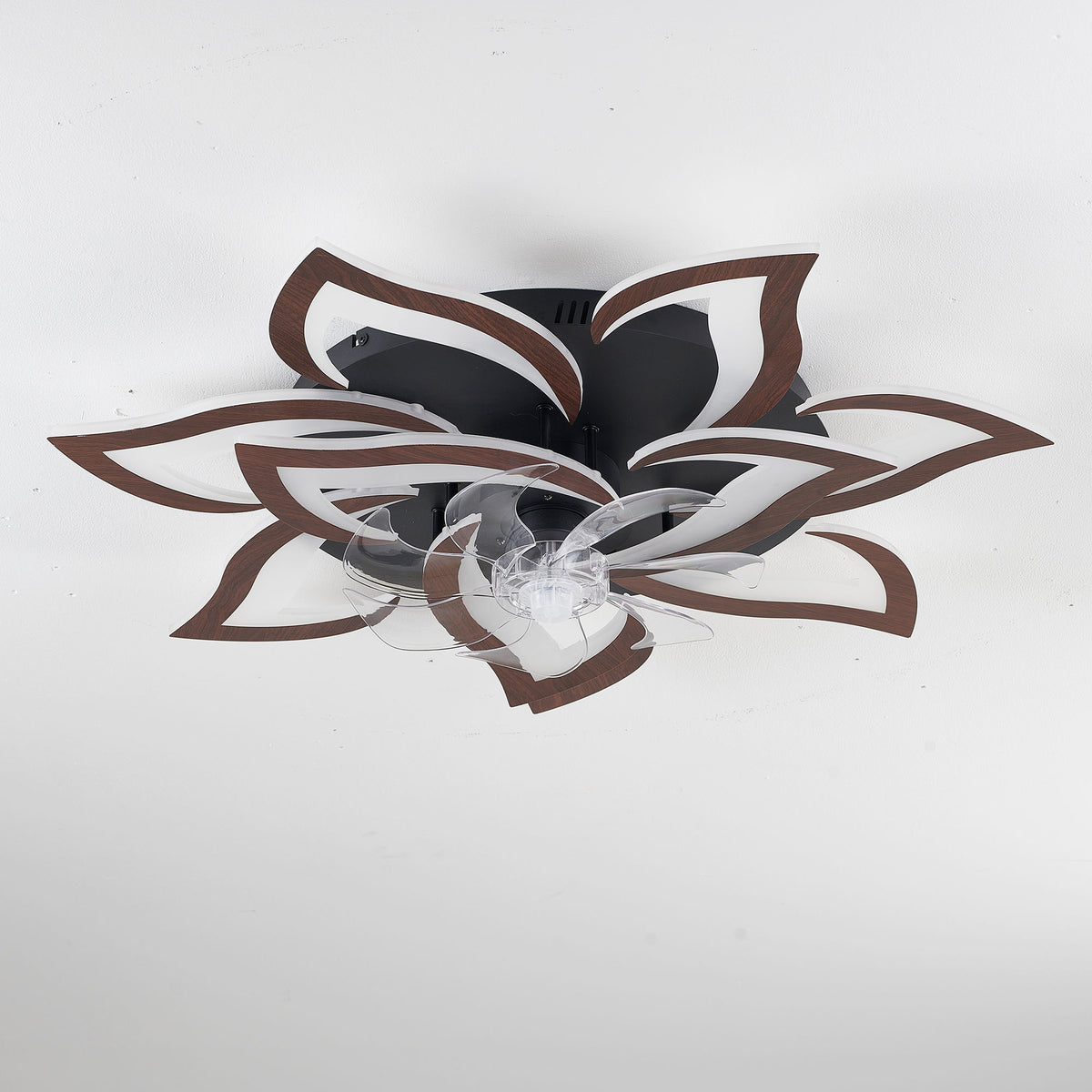 32" Flower Ceiling Fan With LED Dimmable Light, Low Profile Flush Mount Fan With Remote Control, 6 Speeds