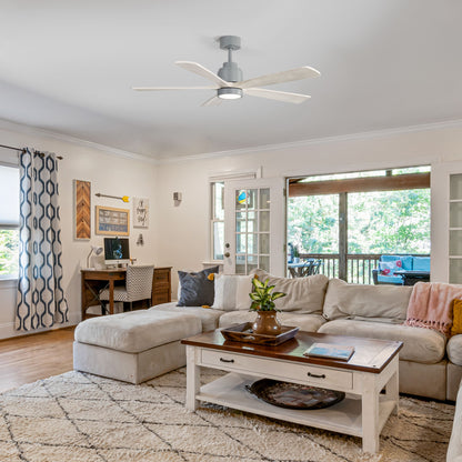 52" Ceiling Fan With Dimmable LED Light And 6 Speed Remote Control - Cement Gray